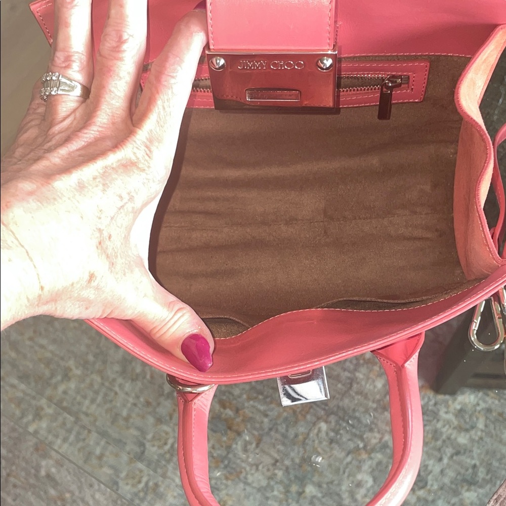 Jimmy Choo PINK/ Coral Satchel/ crossbody bag EUC - Picture 5 of 6